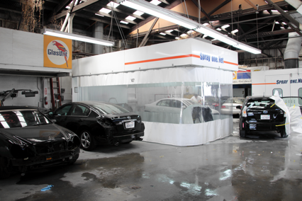 Paint Department at Crown Coachworks Auto Body and Paint where we color match with utmost care for your car.